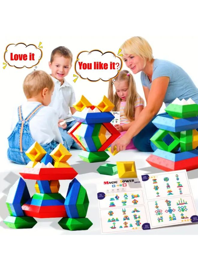 STEM Pyramid Stacking Blocks 16pcs Educational Toy for Fine Motor Skills Creative Thinking Shape Recognition - Image 4